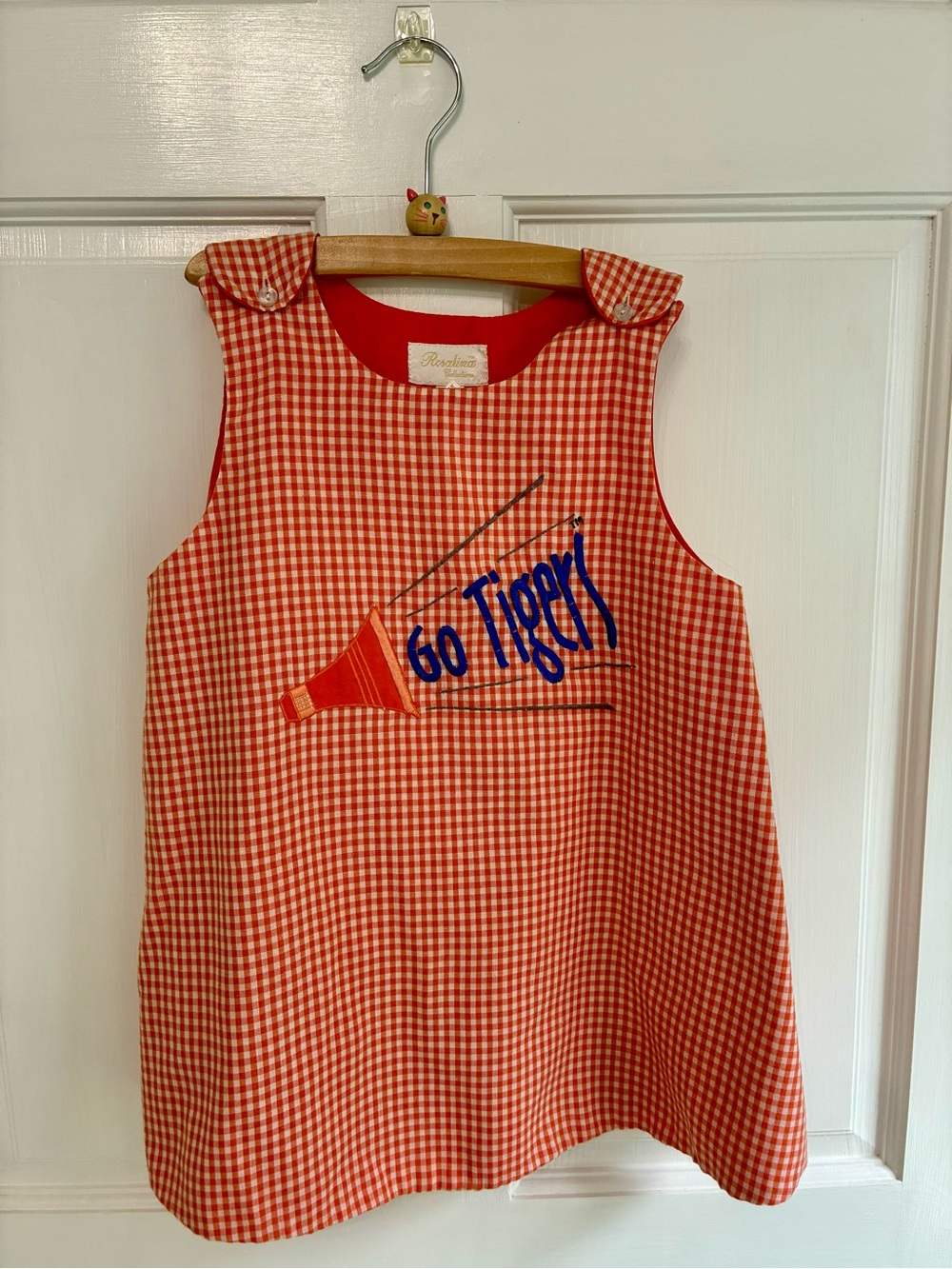 Orange Gingham 'Go Tigers' Sleeveless Dress